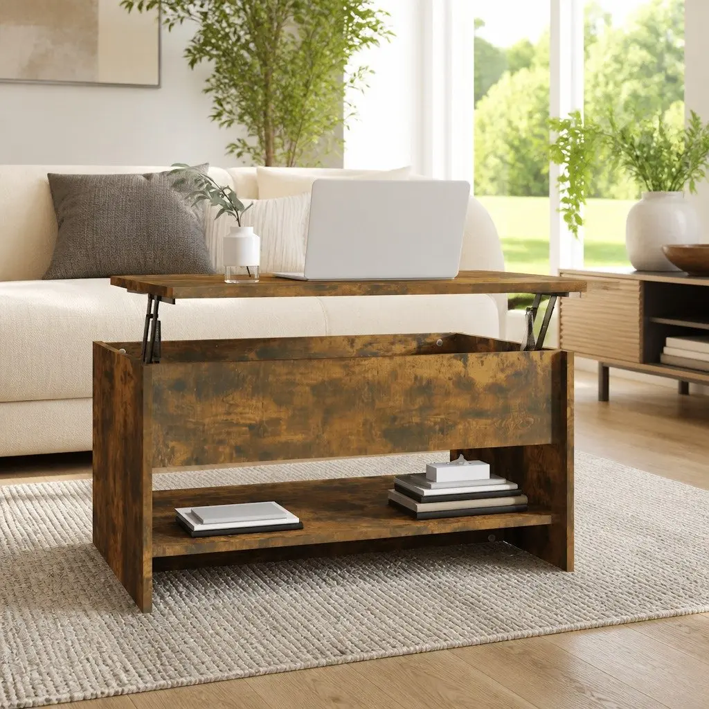 Smoked Oak Coffee Table with Liftable Top