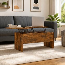Brown Lift-Top Coffee Table with Hidden Storage