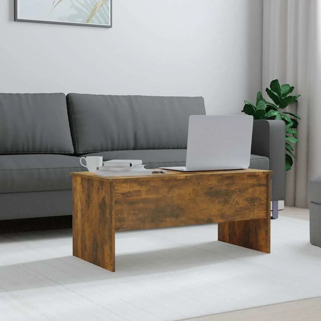 Brown Lift-Top Coffee Table with Hidden Storage