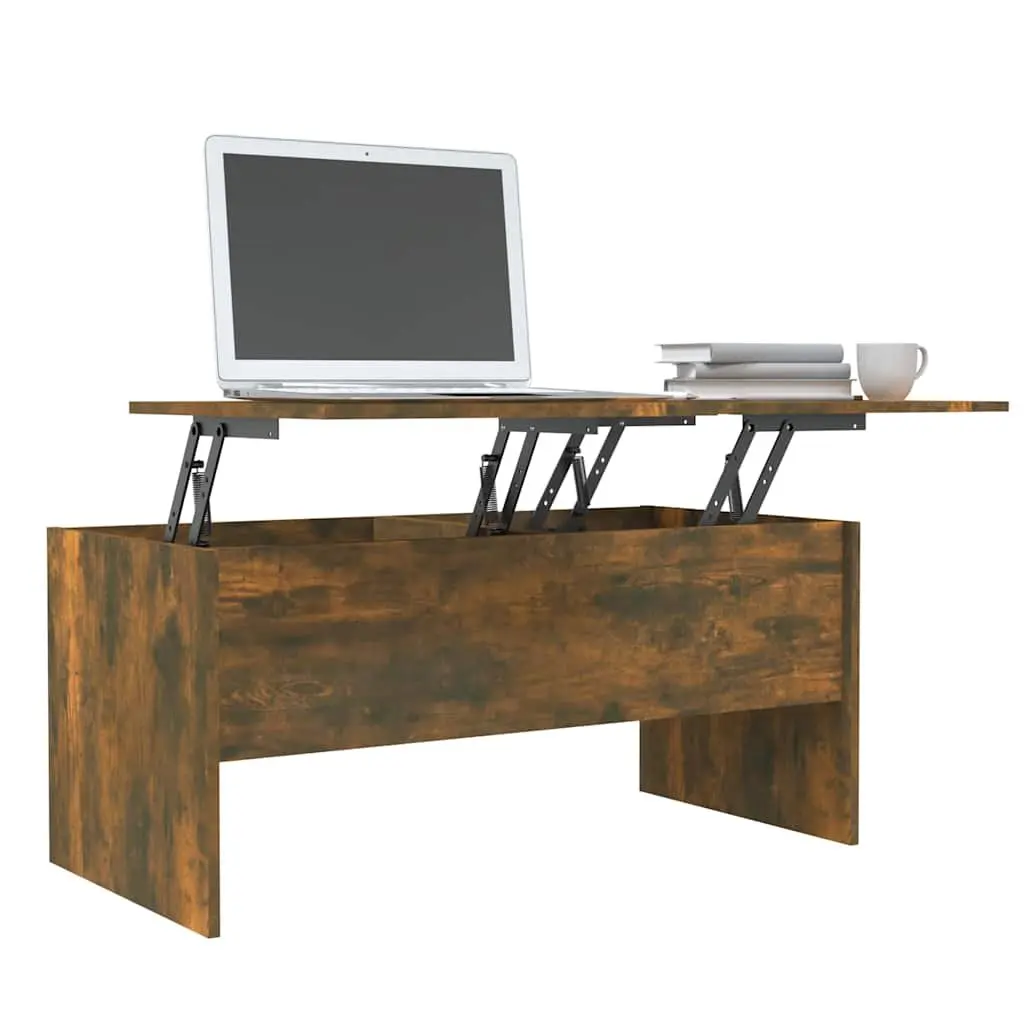 Brown Lift-Top Coffee Table with Hidden Storage