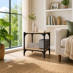 Sturdy Brown TV Cabinet with 2 Shelves and Steel Frame