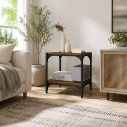 Brown Oak TV Cabinet with Industrial Design 40x33x41cm