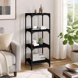 Durable Black Book Cabinet 40x33x100 cm with 4 Shelves