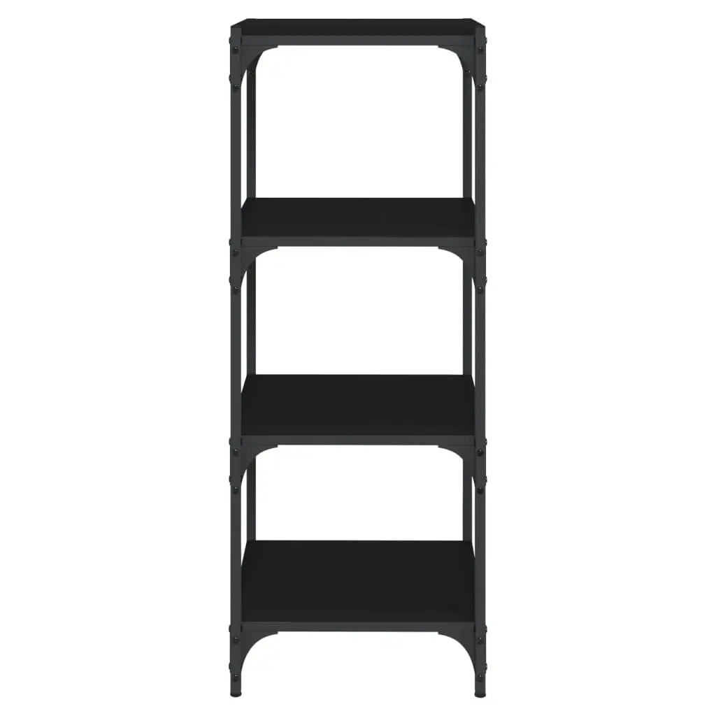 Book Cabinet Engineered Wood Steel Frame 40x33x100 cm Black 4 Shelf Industrial Style