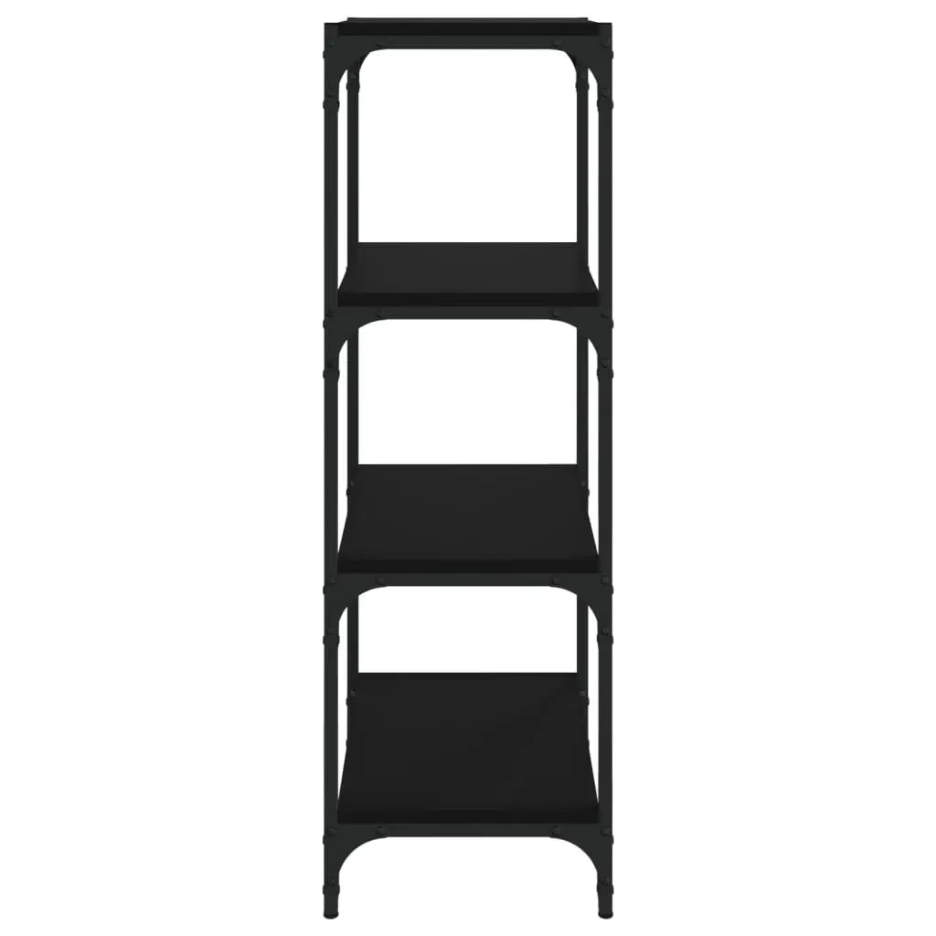 Book Cabinet Engineered Wood Steel Frame 40x33x100 cm Black 4 Shelf Industrial Style