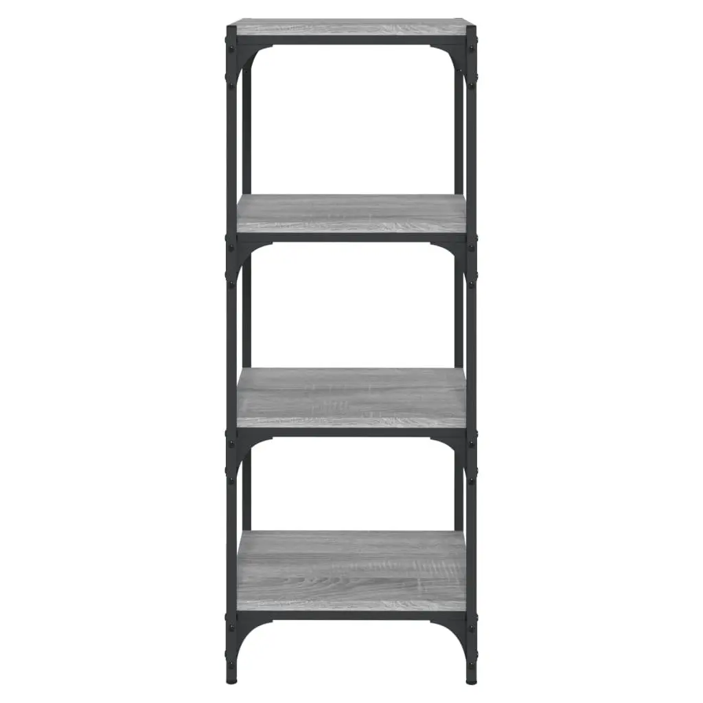 Book Cabinet Engineered Wood Steel Frame 4 Shelf Grey