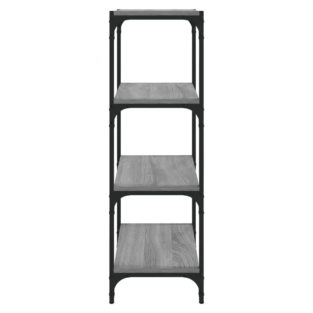 Book Cabinet Engineered Wood Steel Frame 4 Shelf Grey