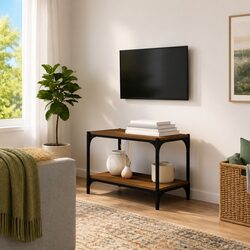 Sturdy Brown Oak TV Cabinet 60x33x41 cm with Industrial Design