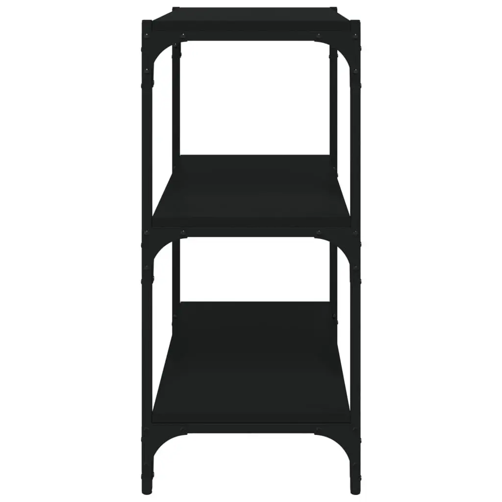 Book Cabinet Engineered Wood Steel Frame 60x33x70.5cm Black 3 Shelves