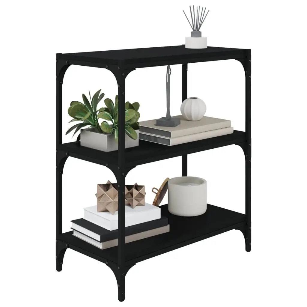 Book Cabinet Engineered Wood Steel Frame 60x33x70.5cm Black 3 Shelves