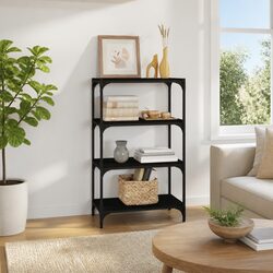 Black Book Cabinet with 4 Shelves - Durable Industrial Design
