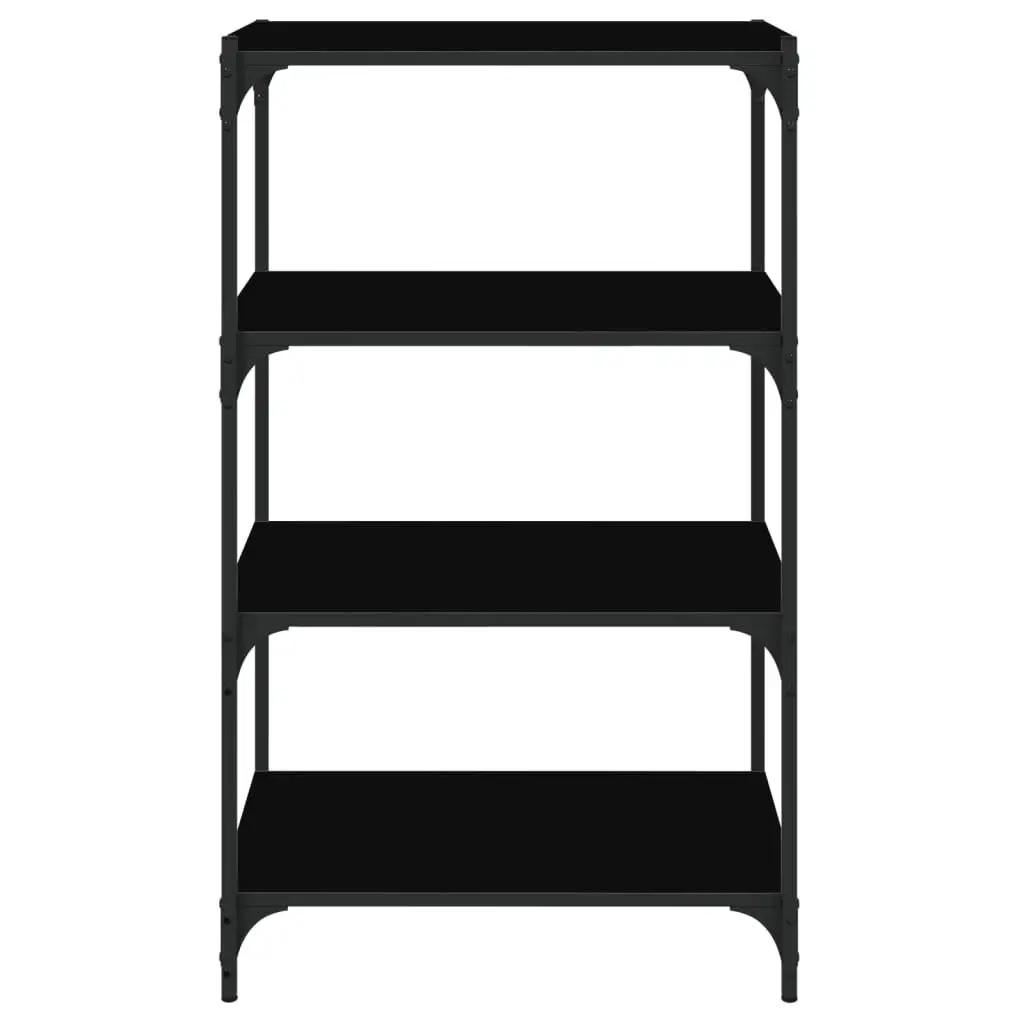 Book Cabinet Black 4 Shelves Storage Organiser Industrial Style Engineered Wood