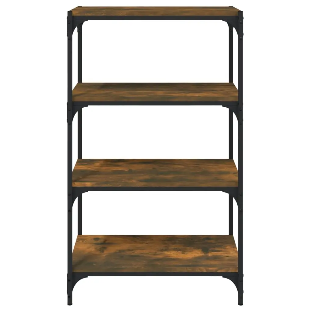Book Cabinet Engineered Wood Steel 60W x 33D x 100H cm Brown 4 Shelves Industrial Style Storage Organiser TV Stand