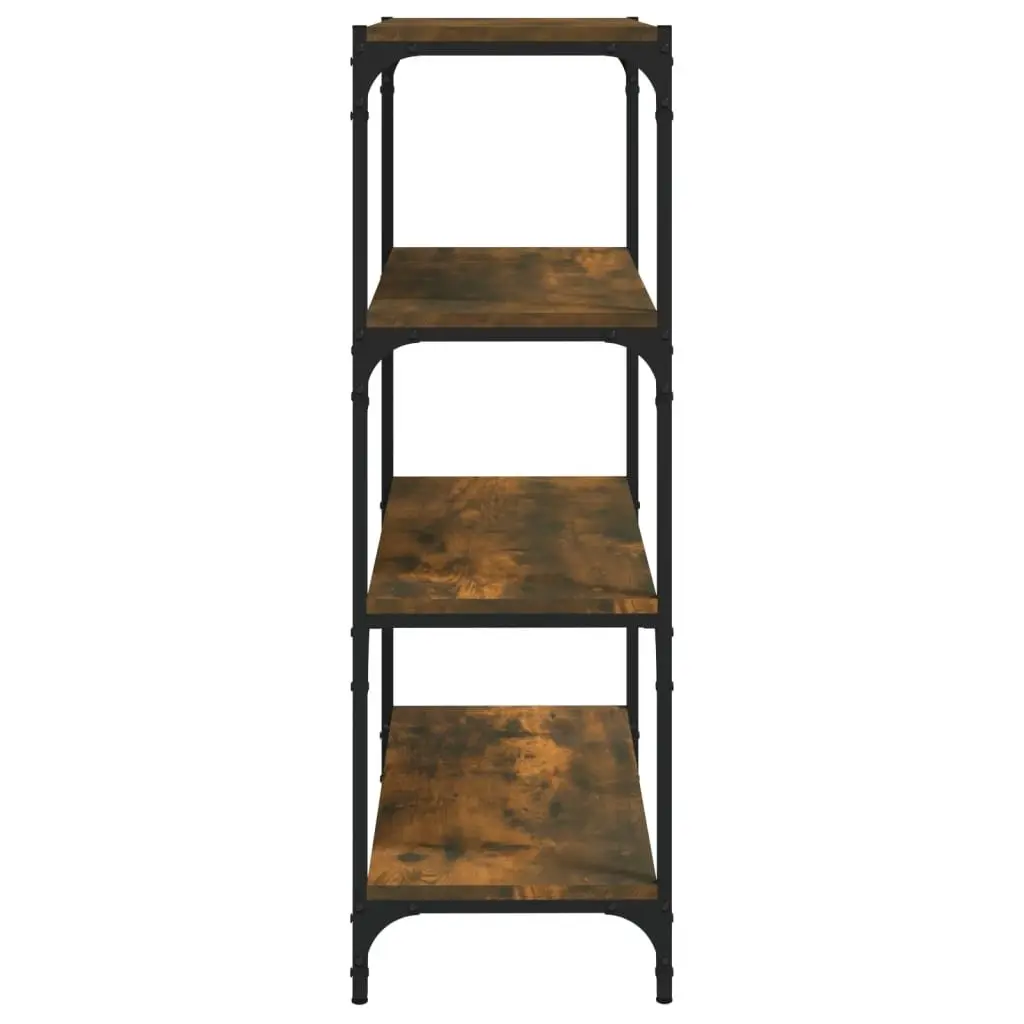 Book Cabinet Engineered Wood Steel 60W x 33D x 100H cm Brown 4 Shelves Industrial Style Storage Organiser TV Stand