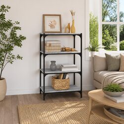 Industrial Grey Book Cabinet 60x33x100cm with 4 Shelves