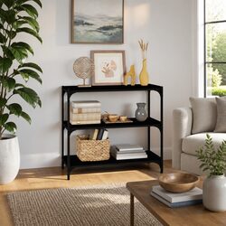 Durable Black Book Cabinet with Steel Shelves 80x33x70.5 cm