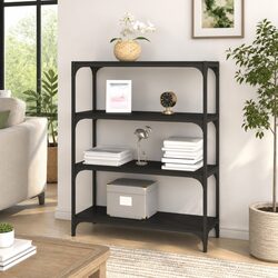 Sturdy Black Book Cabinet 80x33x100cm with 4 Shelves