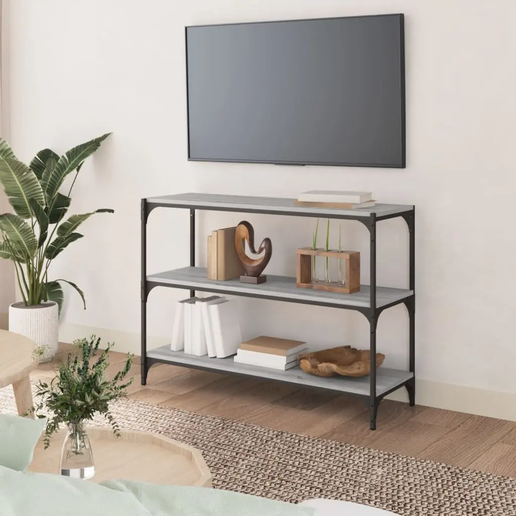 Book Cabinet Engineered Wood Steel 100x33x70.5cm Grey Industrial Style