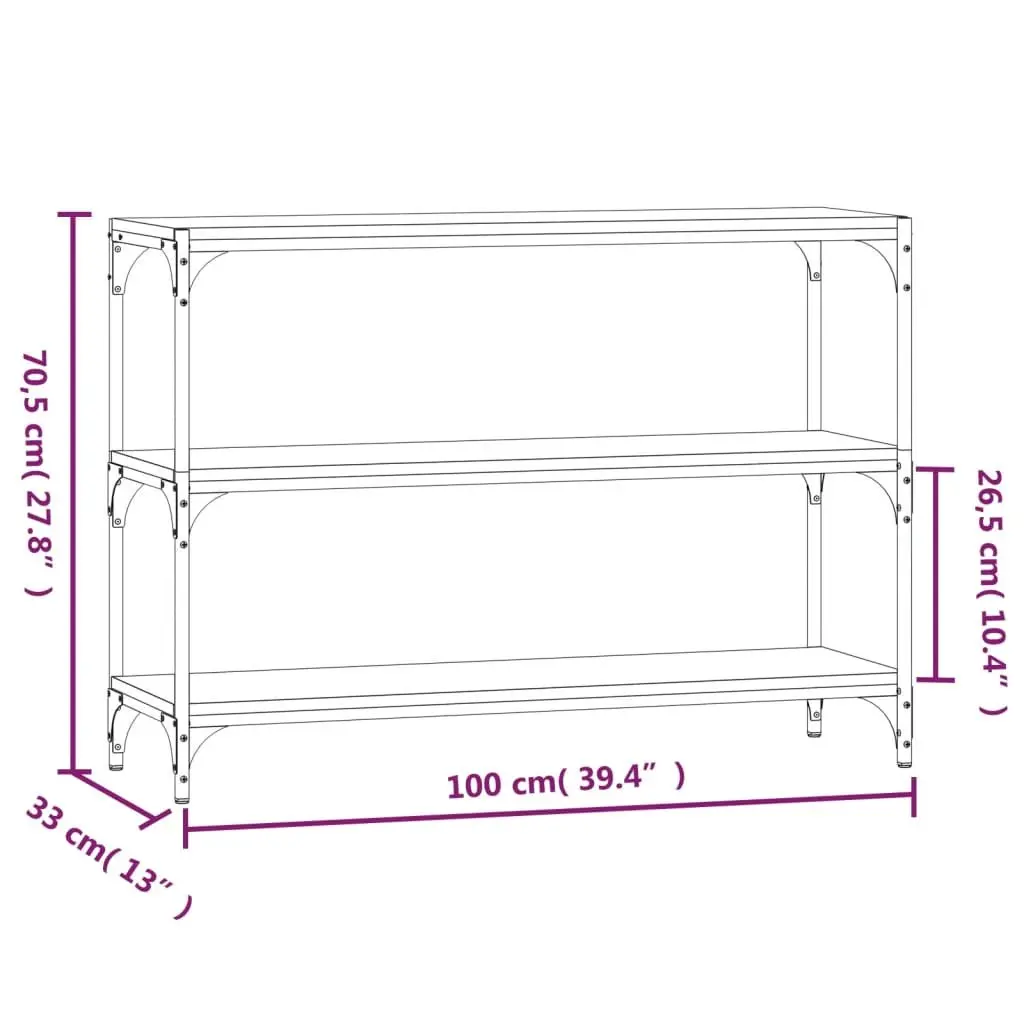 Book Cabinet Engineered Wood Steel 100x33x70.5cm Grey Industrial Style