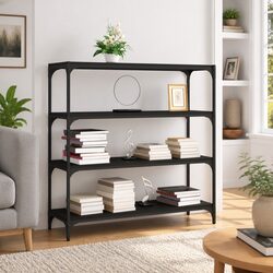 Durable Black Book Cabinet with 4 Shelves 100x33x100cm