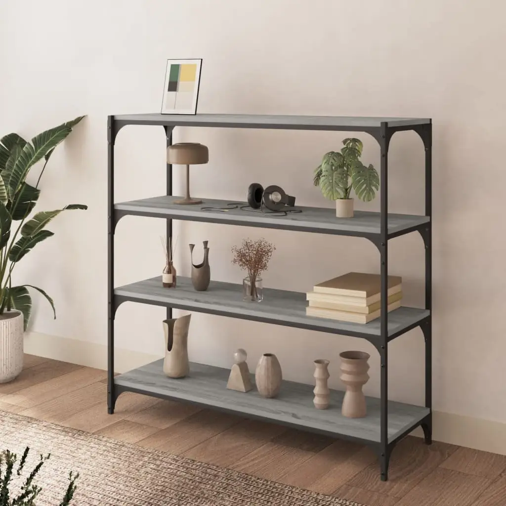 Book Cabinet Grey Sonoma 100x33x100 cm Storage Shelving Unit Industrial Style