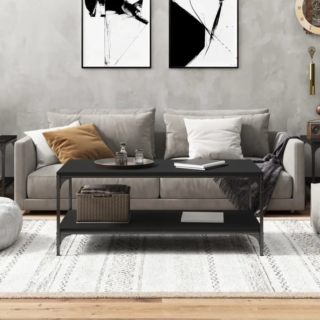 Black Coffee Table with Industrial Charm