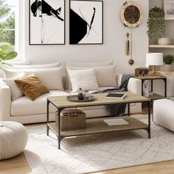 Sonoma Oak Coffee Table with Industrial Design 100x50x40 cm
