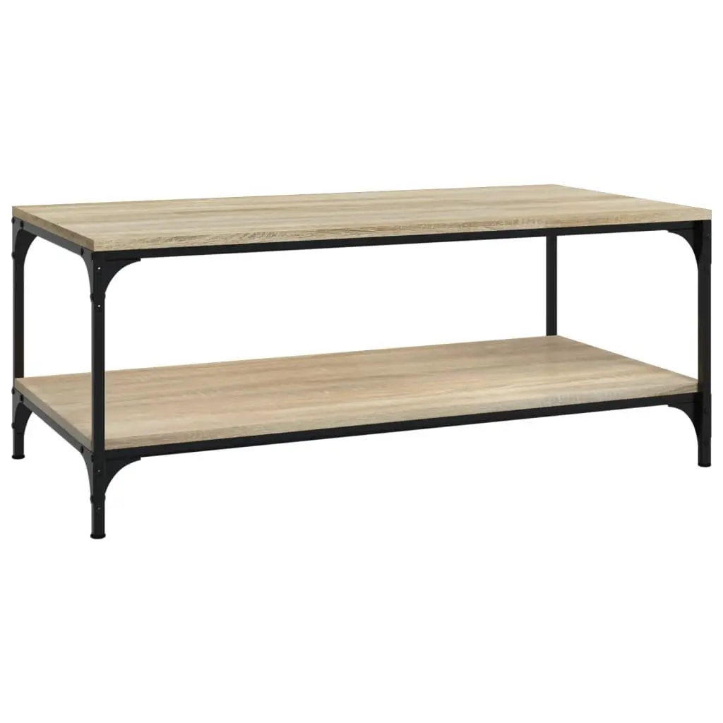 Coffee Table Engineered Wood Steel Frame 100x50x40 cm Brown