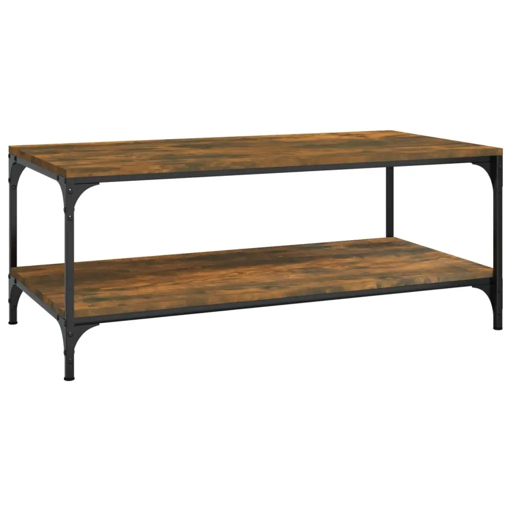 Brown Coffee Table with Storage and Steel Frame