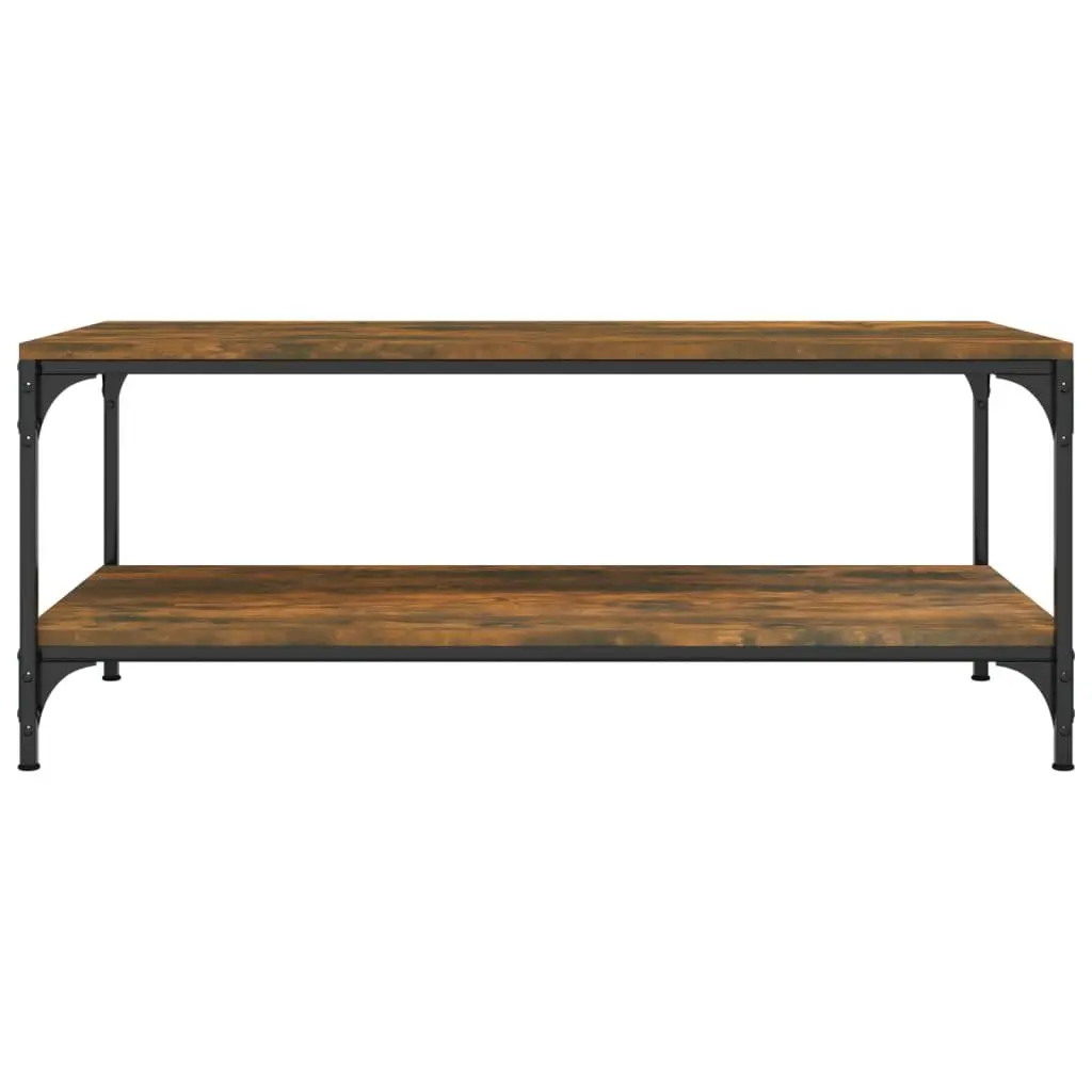 Brown Coffee Table with Storage and Steel Frame