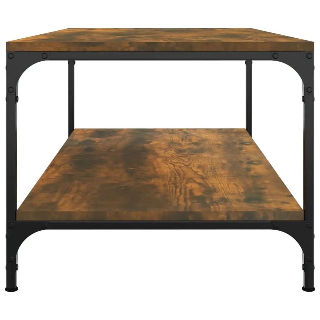 Brown Coffee Table with Storage and Steel Frame