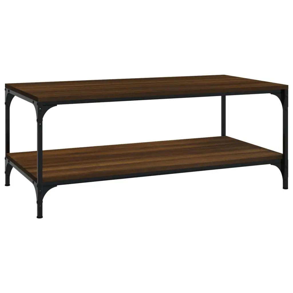 Brown Oak Coffee Table with Storage 100x50x40 cm