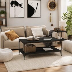 Sturdy Black Coffee Table 80x50x40 cm for Living Room