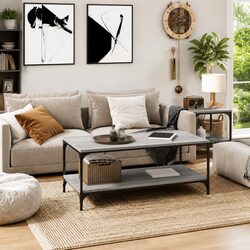 Grey Sonoma Coffee Table with Steel Frame 80x50x40 cm
