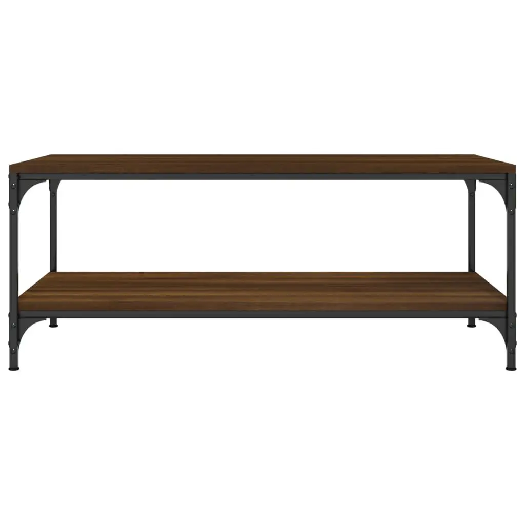 Coffee Table Engineered Wood Steel Frame 80x50x40 cm Brown Oak
