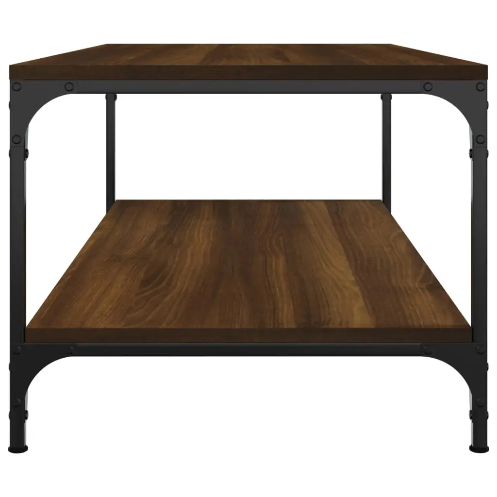 Coffee Table Engineered Wood Steel Frame 80x50x40 cm Brown Oak