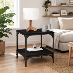 Industrial Black Coffee Table with Storage 50x50x40cm