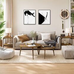 Durable Brown Engineered Wood Side Tables with Steel Frame