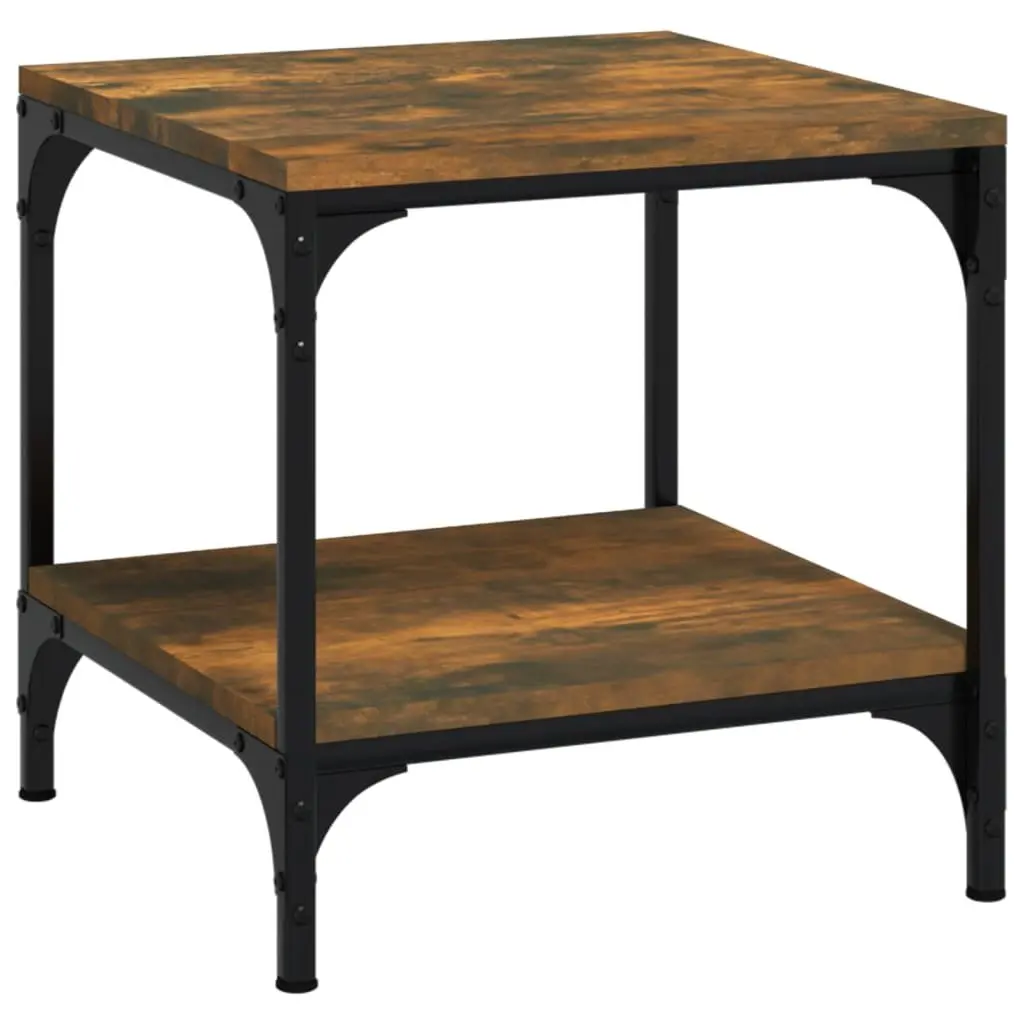Brown Engineered Wood Side Tables with Steel Frame