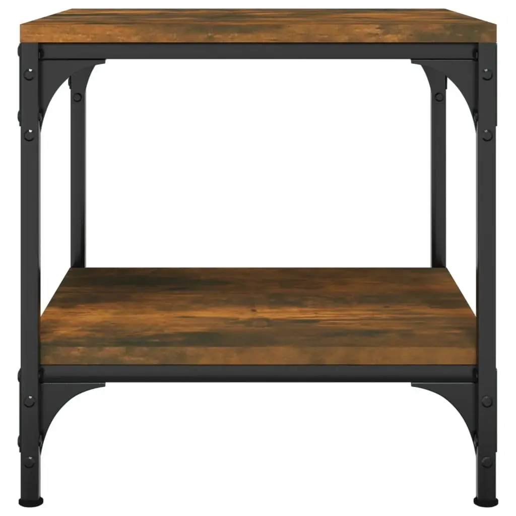 Brown Engineered Wood Side Tables with Steel Frame