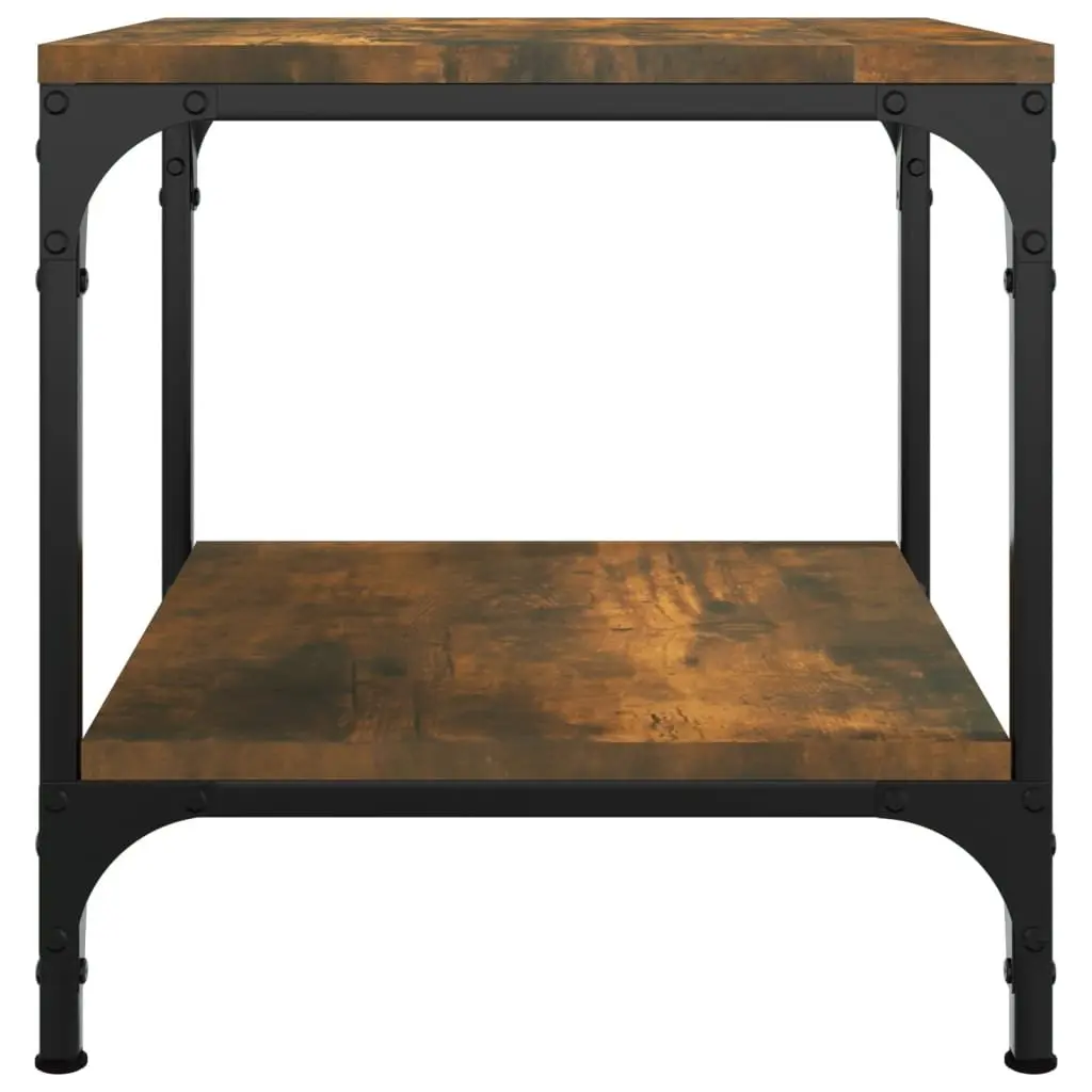Brown Engineered Wood Side Tables with Steel Frame