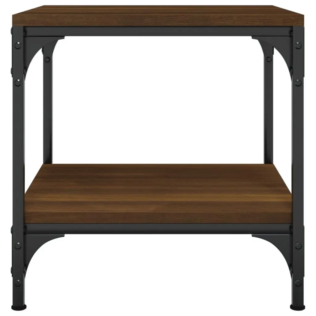 Side Tables Engineered Wood Steel Frame 40x40x40 cm Brown Oak 2 Piece