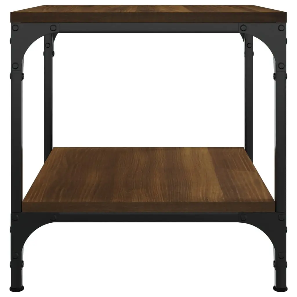 Side Tables Engineered Wood Steel Frame 40x40x40 cm Brown Oak 2 Piece