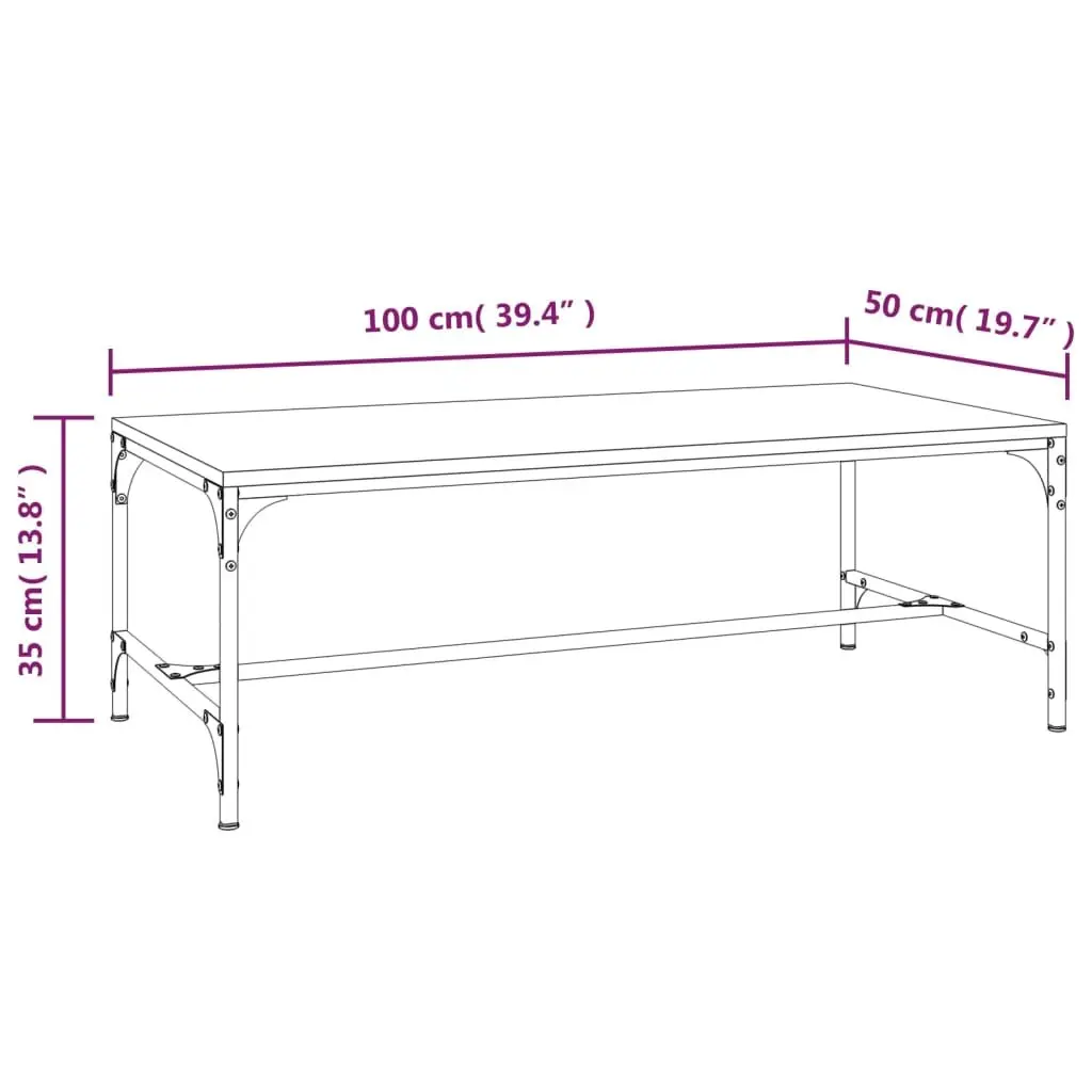 Industrial Black Coffee Table 100x50x35 cm