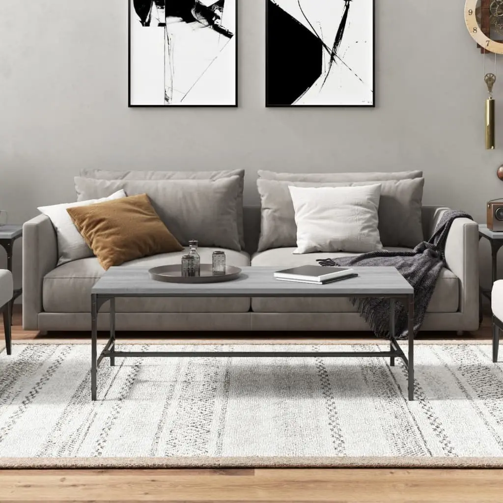 Coffee Table Engineered Wood Steel Frame 100x50x35cm Grey