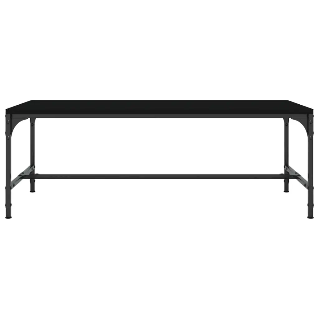Coffee Table Engineered Wood Steel Frame Black 80 x 50 x 35 cm
