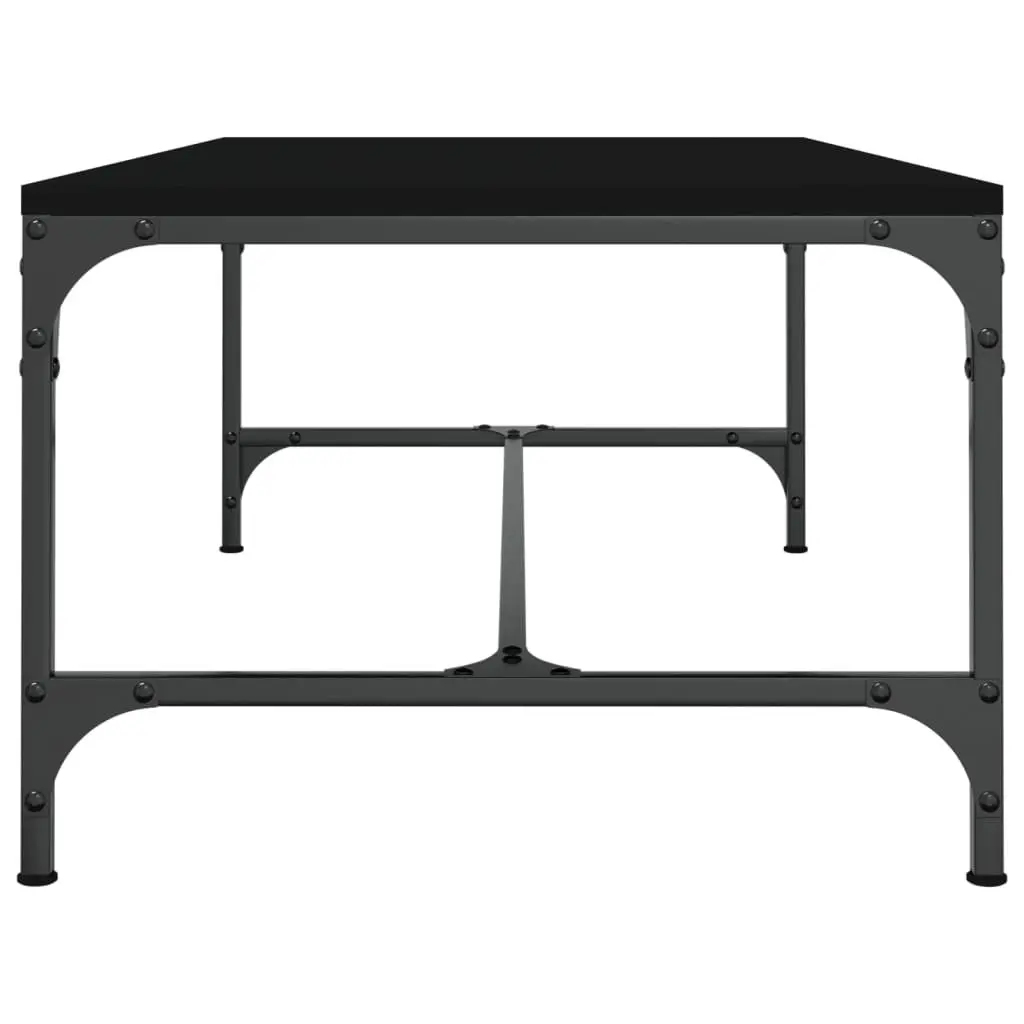 Coffee Table Engineered Wood Steel Frame Black 80 x 50 x 35 cm