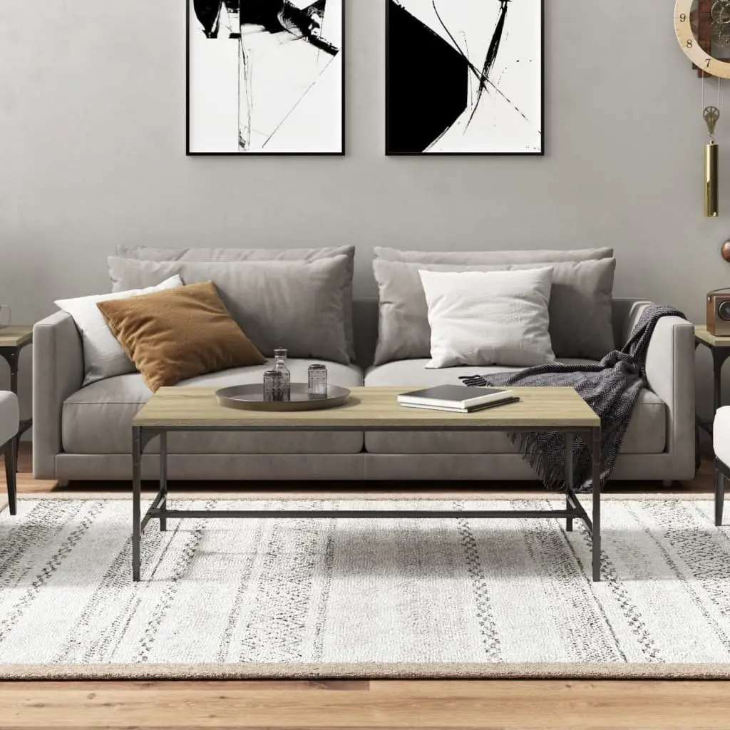 Industrial Coffee Table with Brown Sonoma Oak Look