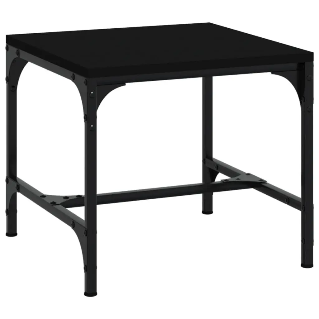 Coffee Table Engineered Wood Steel 50x50x35 cm Black