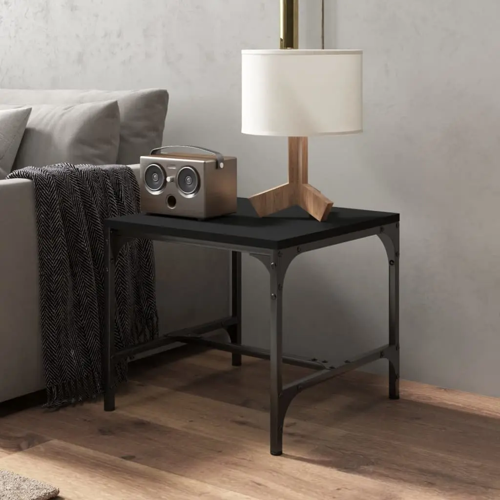Coffee Table Engineered Wood Steel 50x50x35 cm Black